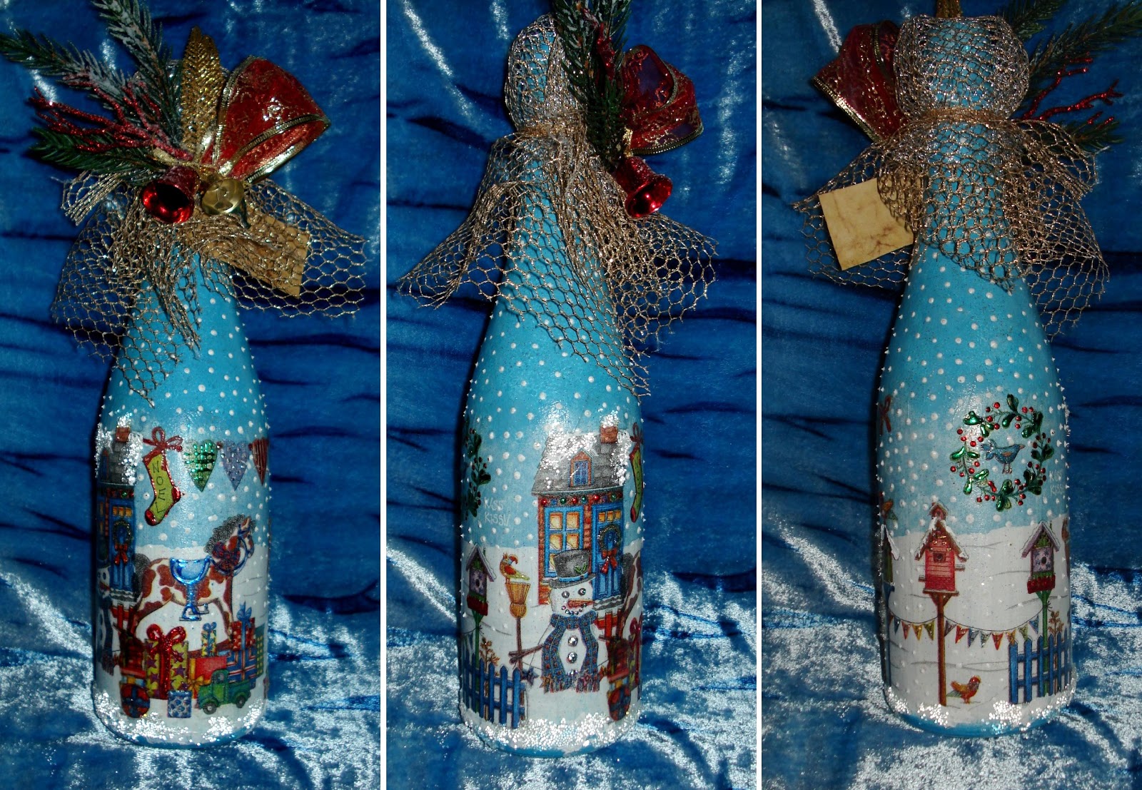 Декупаж на бутылках новогодний мастер класс Декупаж на бутылках новогодний мастер класс